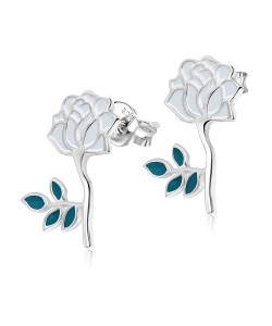 White Rose Silver Ear Stud STS-3468 (CO1+CO15)